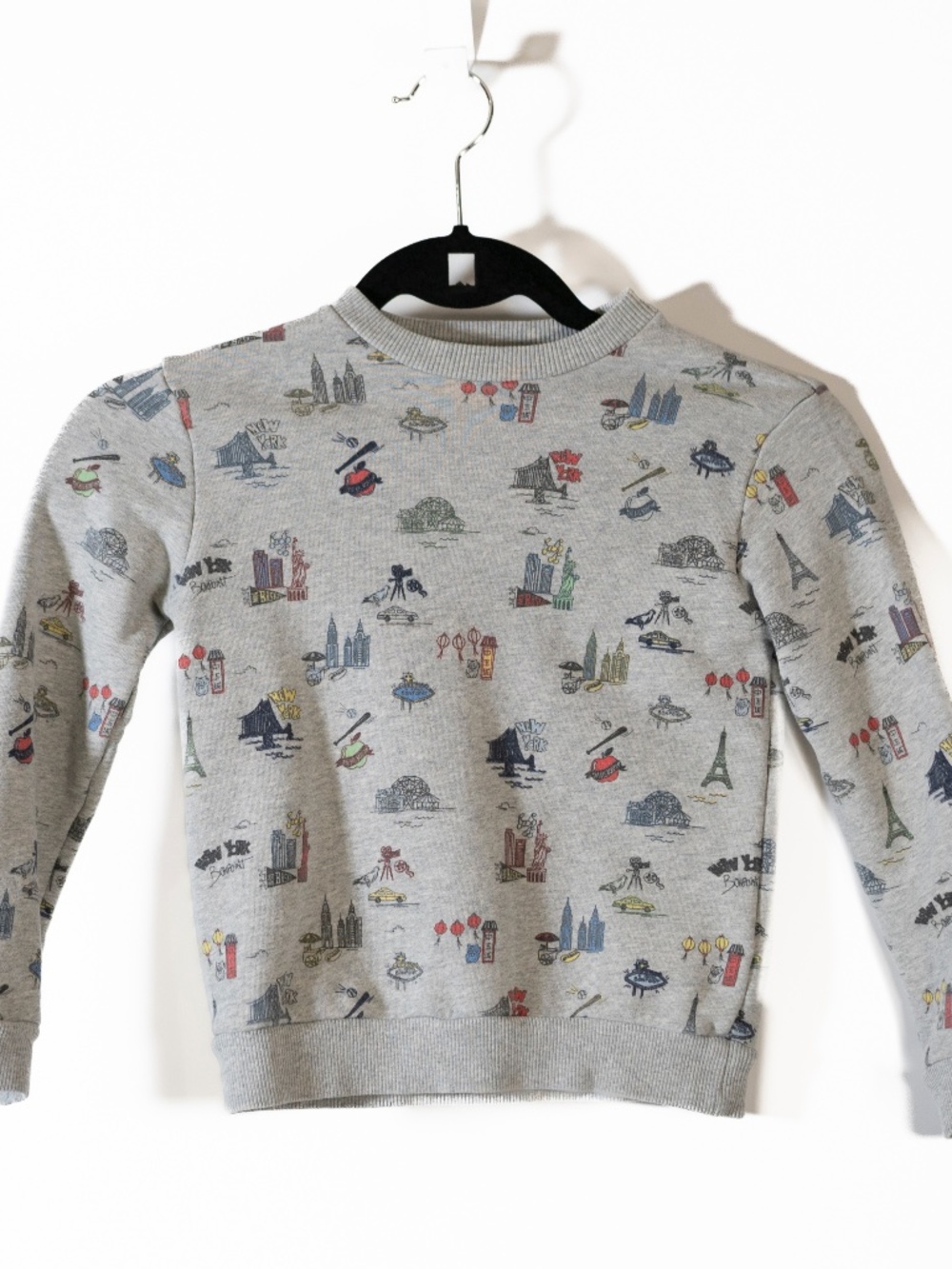 Bonpoint Kid's Boy's New York City Graphic Print Pattern Crew Neck Sweatshirt 4